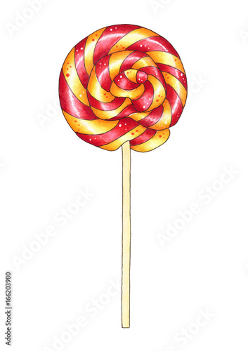 Colorful lollipop. Hand drawn marker illustration. © Nataliia Pyzhova