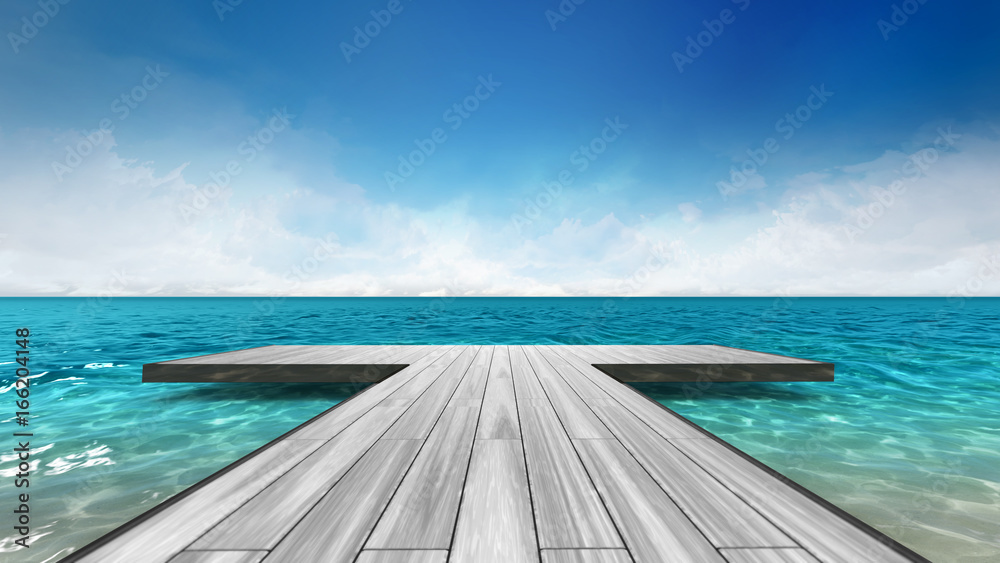 wooden pier with sea scenery at daylight