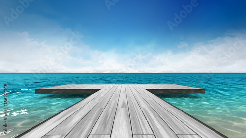 wooden pier with sea scenery at daylight © LeArchitecto