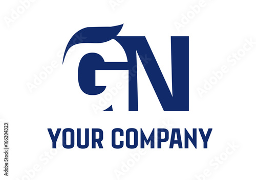 GN Negative Space Square Swoosh Letter Logo