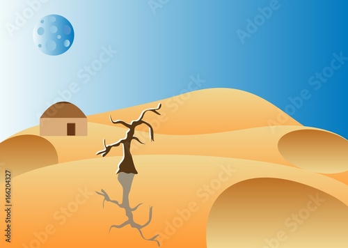 Vector landscape of sands of desert