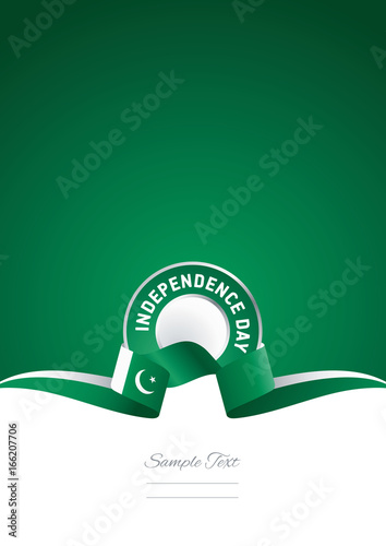Independence Day Pakistan ribbon green background
