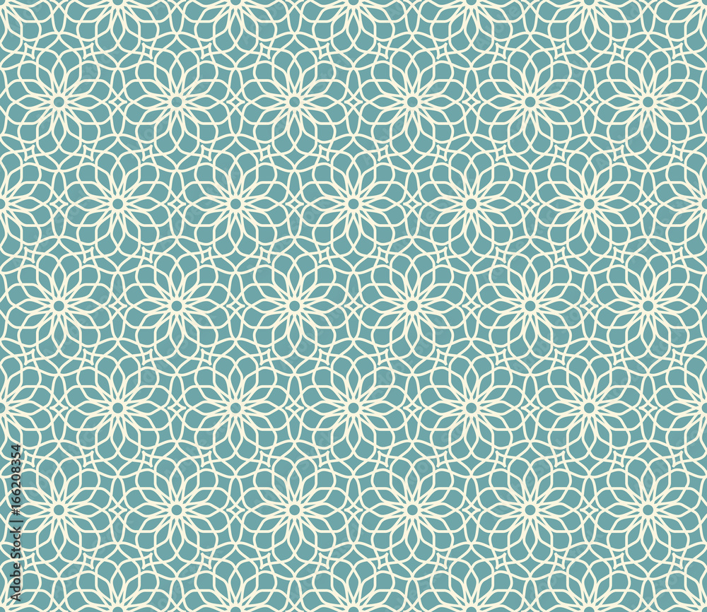 lacy pattern 4 / Blue and beige ethnic pattern of floral elements. Seamless vector background.