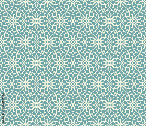 lacy pattern 4 / Blue and beige ethnic pattern of floral elements. Seamless vector background.