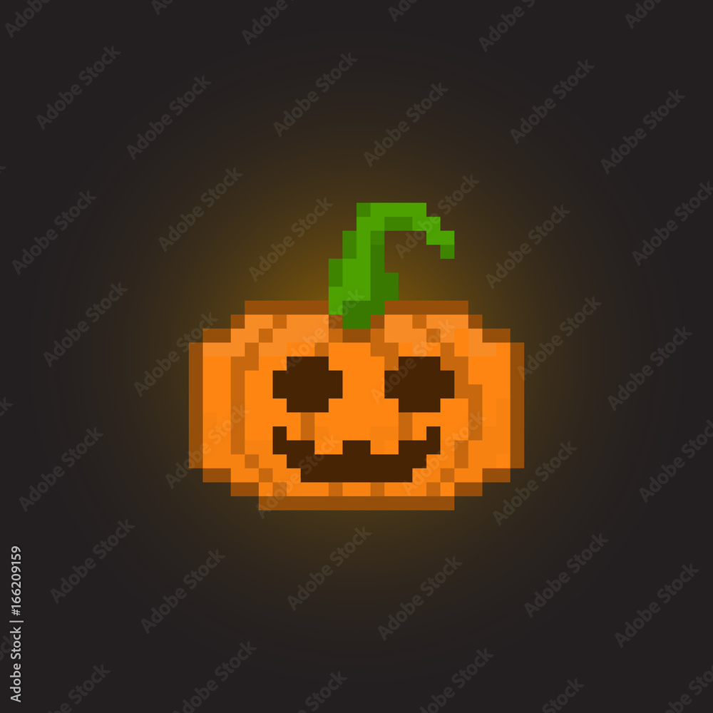 Fototapeta premium Pixel halloween pumpkin for games and applications