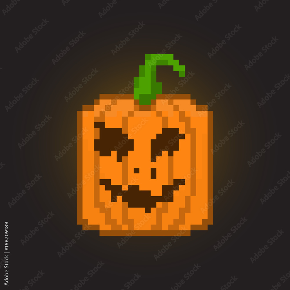 Obraz premium Pixel halloween pumpkin for games and applications