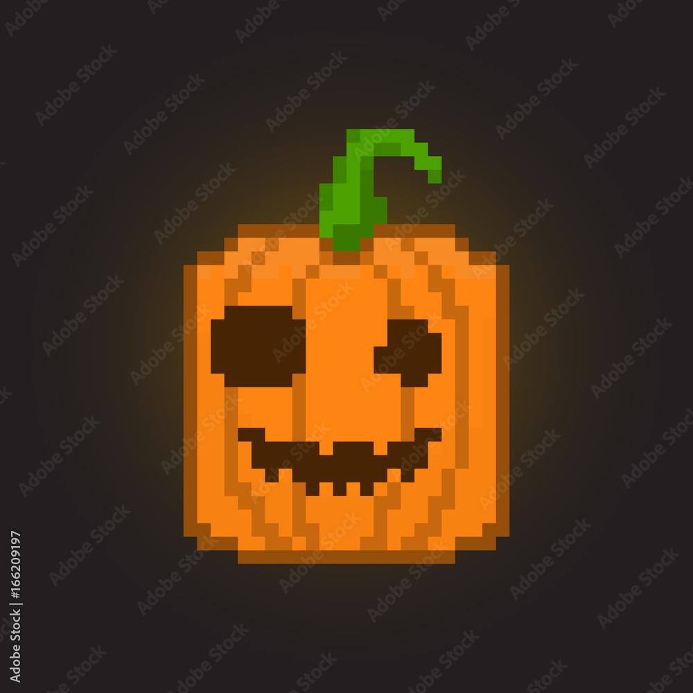 Fototapeta premium Pixel halloween pumpkin for games and applications