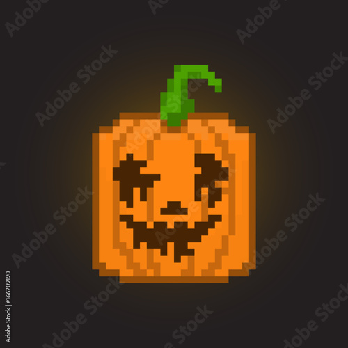 Pixel halloween pumpkin for games and applications