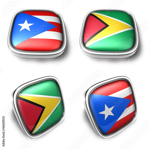 3D Metalic Puerto Rico and Guyana square flag Button Icon Design Series. 3D World Flag Button Icon Design Series. Free Download 3D Metalic Puerto Rico and Guyana square flag Button Icon Design Series. 3D World Flag Button Icon Design Series. - GFXLoad