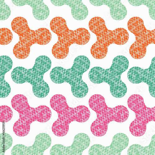 Seamless background with decorative spinners. Zigzag texture. Textile rapport.