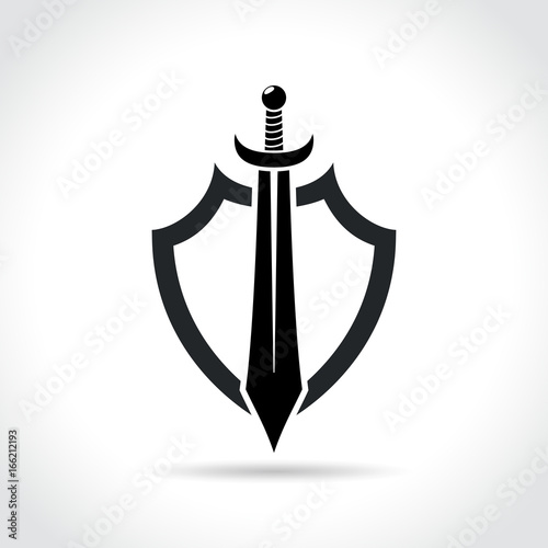 shield and sword icon on white background