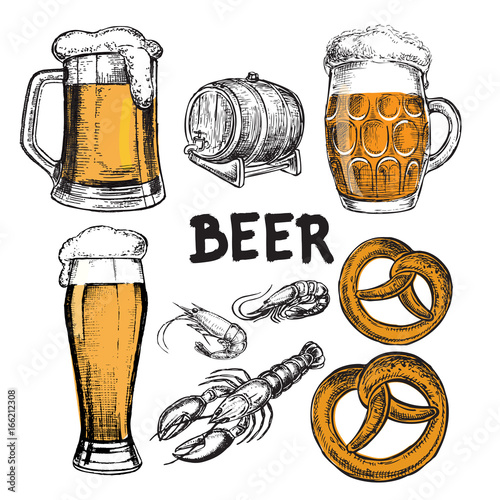 hand drawn set beer collection