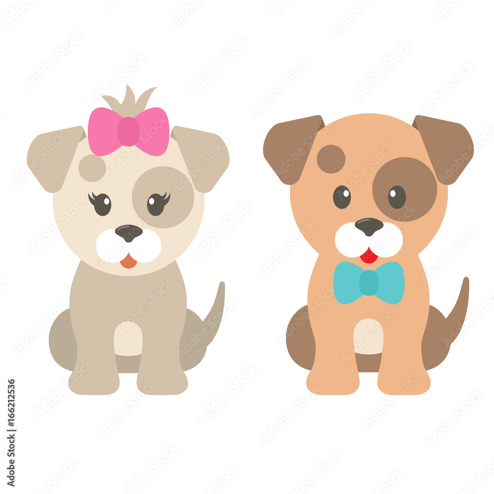 Cartoon Dog Girl And Boy Stock Vector | Adobe Stock