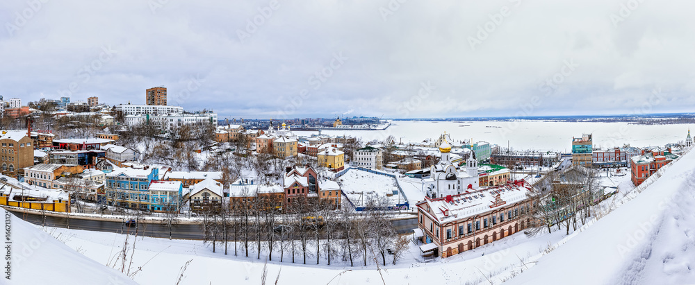 Obraz premium Panorama in the historic city center of Nizhny Novgorod in Russia. Winter.