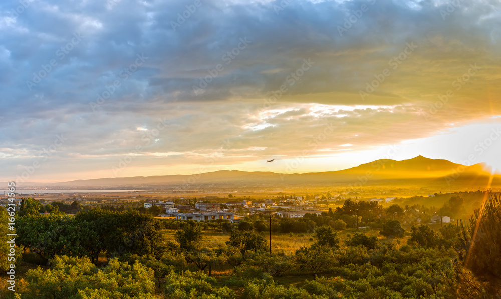Fototapeta premium Thessaloniki Airport Macedonia. Dawn.