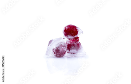 ice cubes with cherry