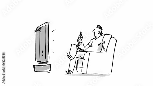 Man watching TV Vector for cartoon, or storyboard project