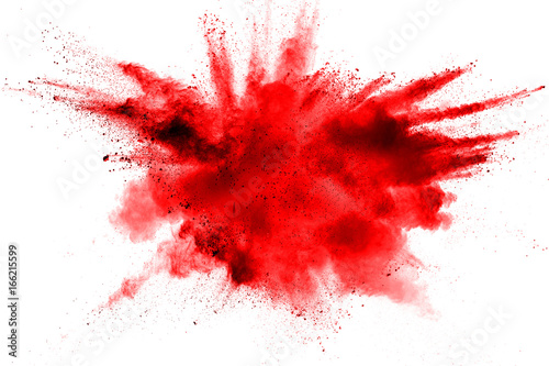 Foto color powder explosion on white background.