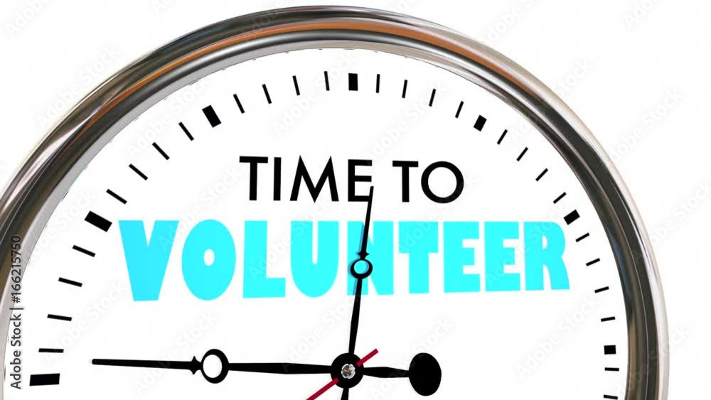Time to Volunteer Help Non Profit Work Clock Hands Ticking 3d Animation