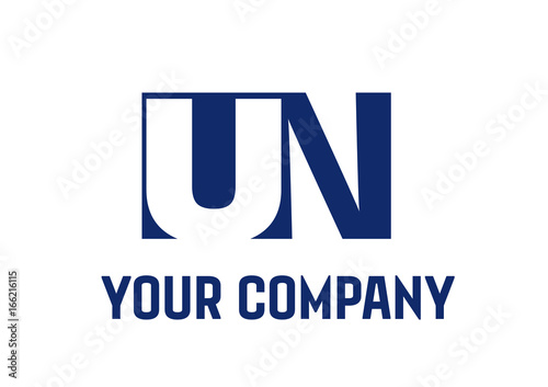 UN Negative Space Square Swoosh Letter Logo