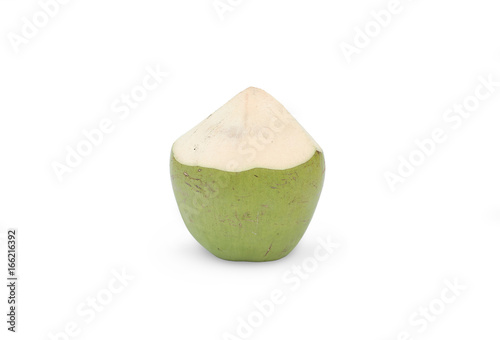 Green coconut fruit isolated on white.