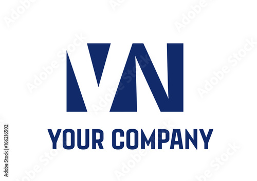 VN Negative Space Square Swoosh Letter Logo