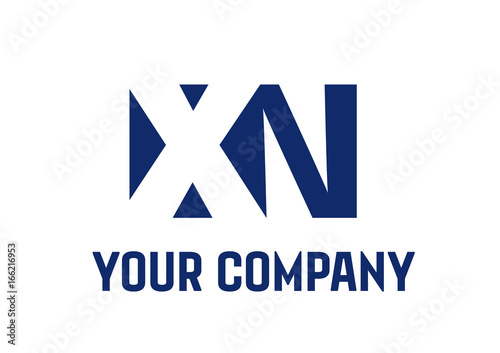 XN Negative Space Square Swoosh Letter Logo