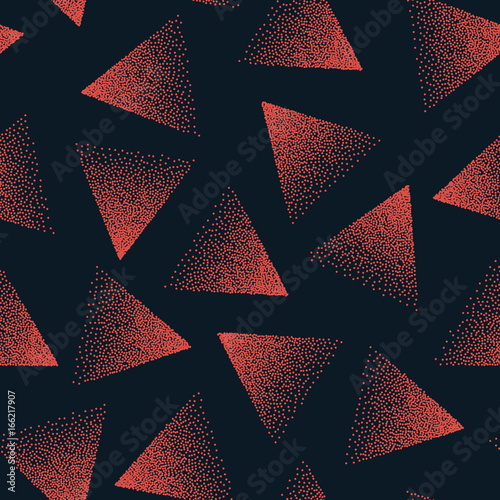 Vector Abstract Stippled Seamless Pattern. 80s and 90s Years Retro Style. Handmade Tileable Geometric Structure. Dotted Grunge Background