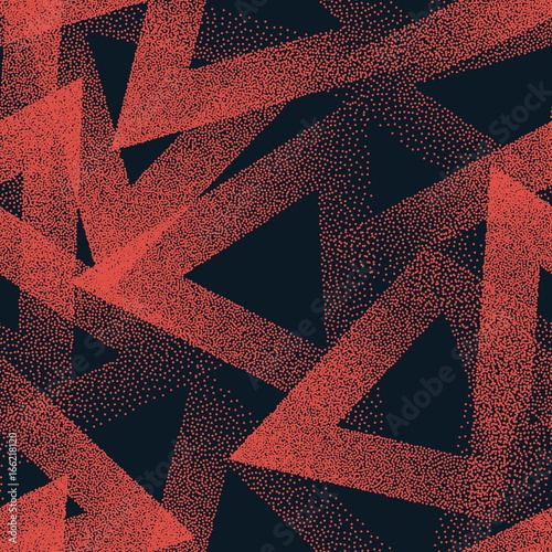 Vector Abstract Stippled Weird Hipster Seamless Pattern. Handmade Tileable Geometric Dotted Grunge Orange and Black Solid Simple Background. Bizarre Art Illustration