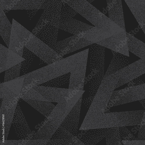 Vector Abstract Stippled Weird Hipster Seamless Pattern. Handmade Tileable Geometric Dotted Grunge Dark Gray Solid Simple Background. Bizarre Art Illustration