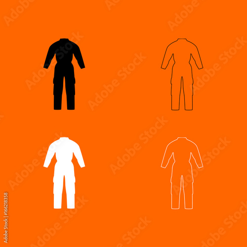 Coverall black and white set icon .