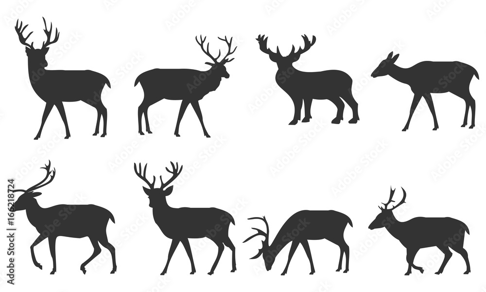 Silhouette deer set