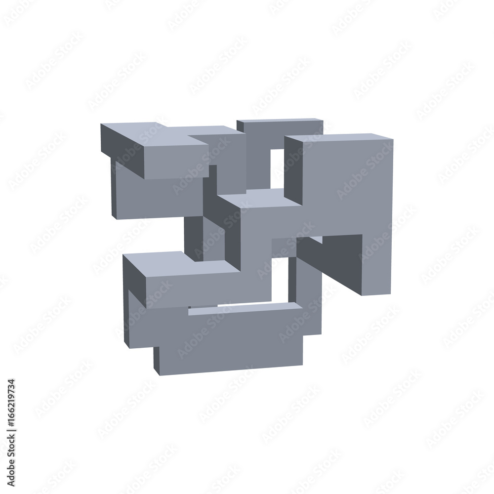Abstract 3d construction. Isolated on white background. Vector illustration.