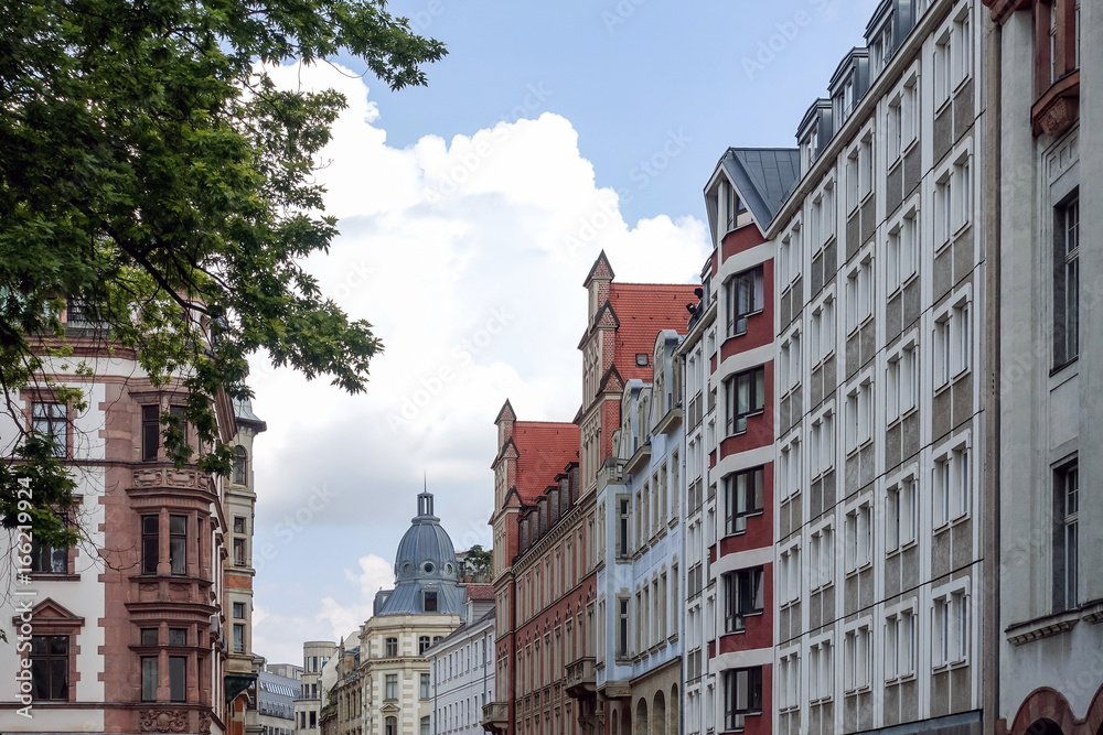 street view of downtown Leipzig, Germany