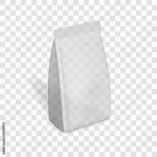 Transparent Blank Plastic Or Paper Packaging With Ziplock. Sachet For Bread, Coffee, Candys, Cookies, Gifts