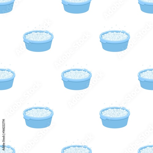 Basin with soap suds and water icon in cartoon style isolated on white background. Cleaning symbol stock vector illustration.