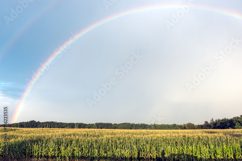 Double rainbow over the maize chain after rain