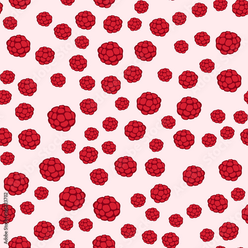 Raspberry seamless pattern fresh berry red ripe background vegetarian ingredi...