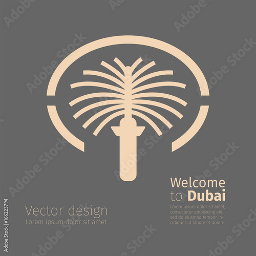 palm Dubai poster. Flat icon. Vector template