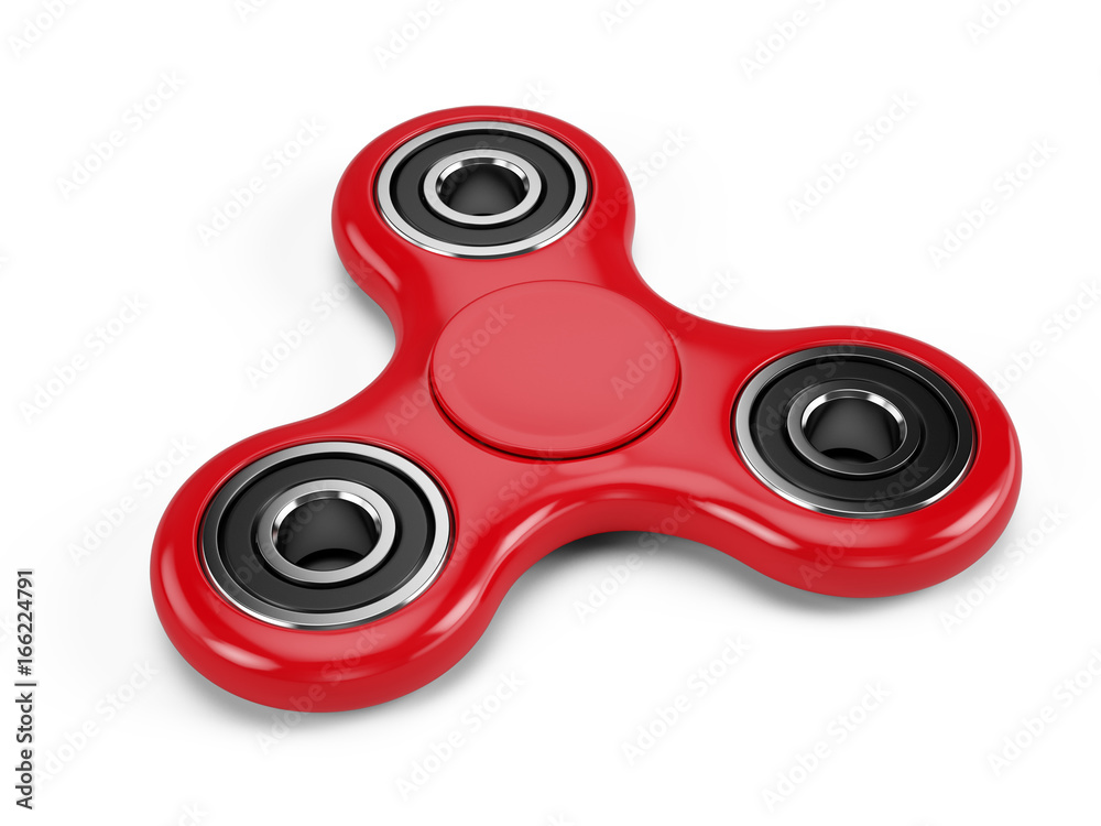 Red fidget spinner stress relieving toy isolated on white background. 3d  render Stock Illustration | Adobe Stock