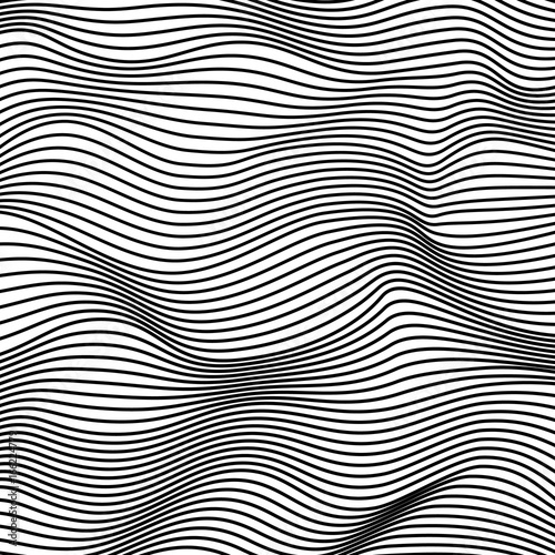 Abstract geometric wavy pattern. Black and white stripes background. Vector illustration.