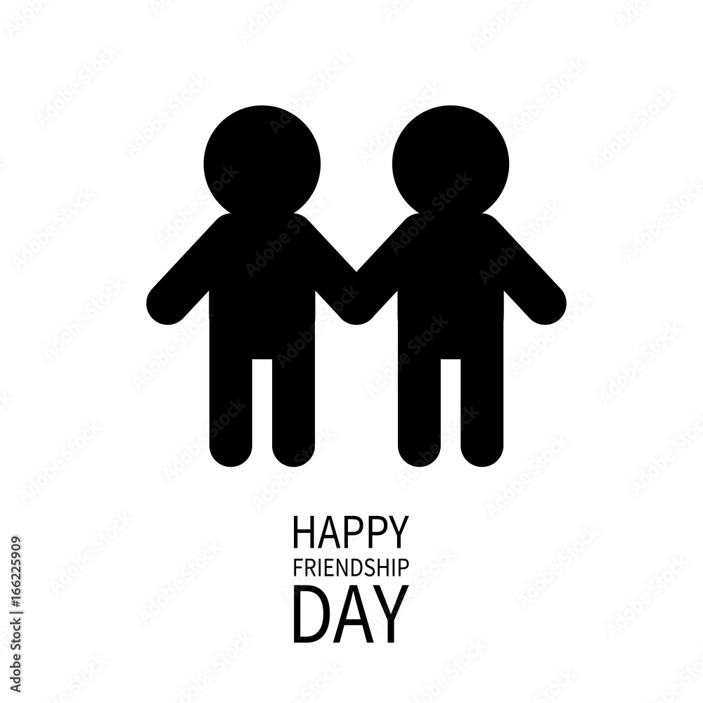 Happy Friendship Day. Boys holding hands icon. Friends forever. Two black man male silhouette sign symbol. LGBT Isolated. White background Flat design. Happy Friendship Day. Boys holding hands icon. Friends forever. Two black man male silhouette sign symbol. LGBT Isolated. White background Flat design.