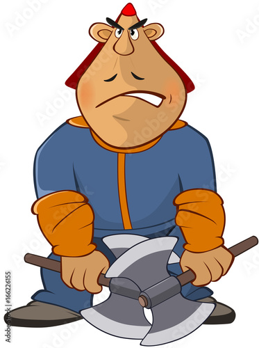 Illustration of a Soldier Mongol. Cartoon Character 