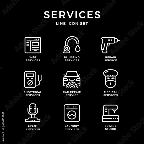 Set line icons of services