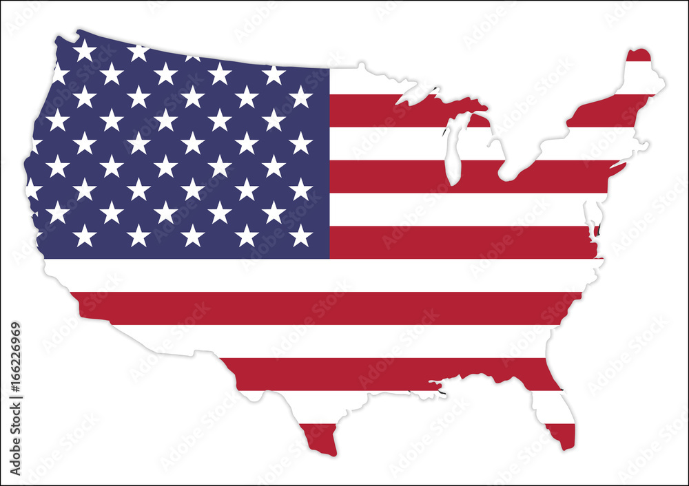 United States of America Map With Waving Flag United States of America Map With Waving Flag