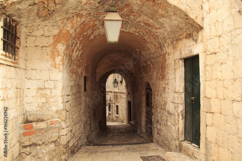 Typical medieval street in the city of Dubrovnik, Croatia