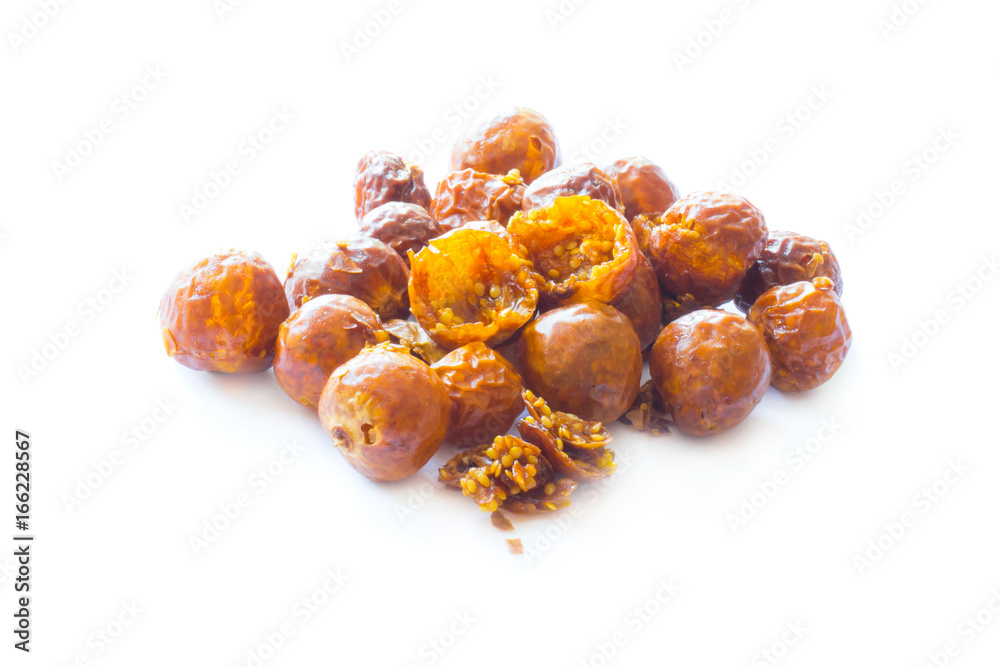 Freeze dried physalis on a white background.