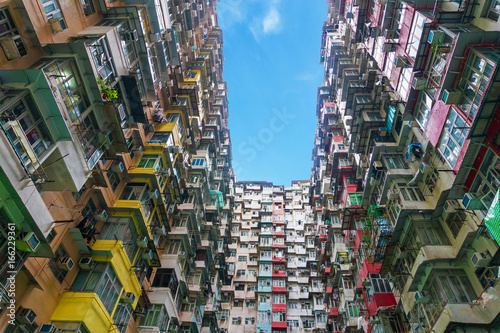 Colorful crowded flat in hong kong china