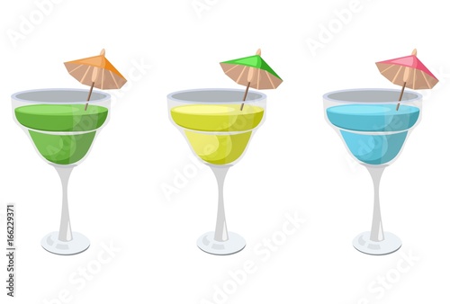 Summer fruits set vector. Fresh drink retro style background