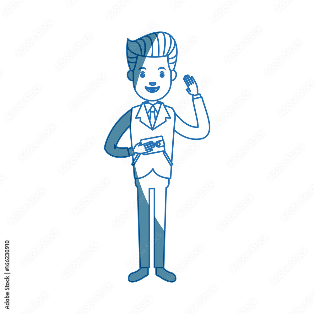 businessman character holding wallet happy businessman character holding wallet happy